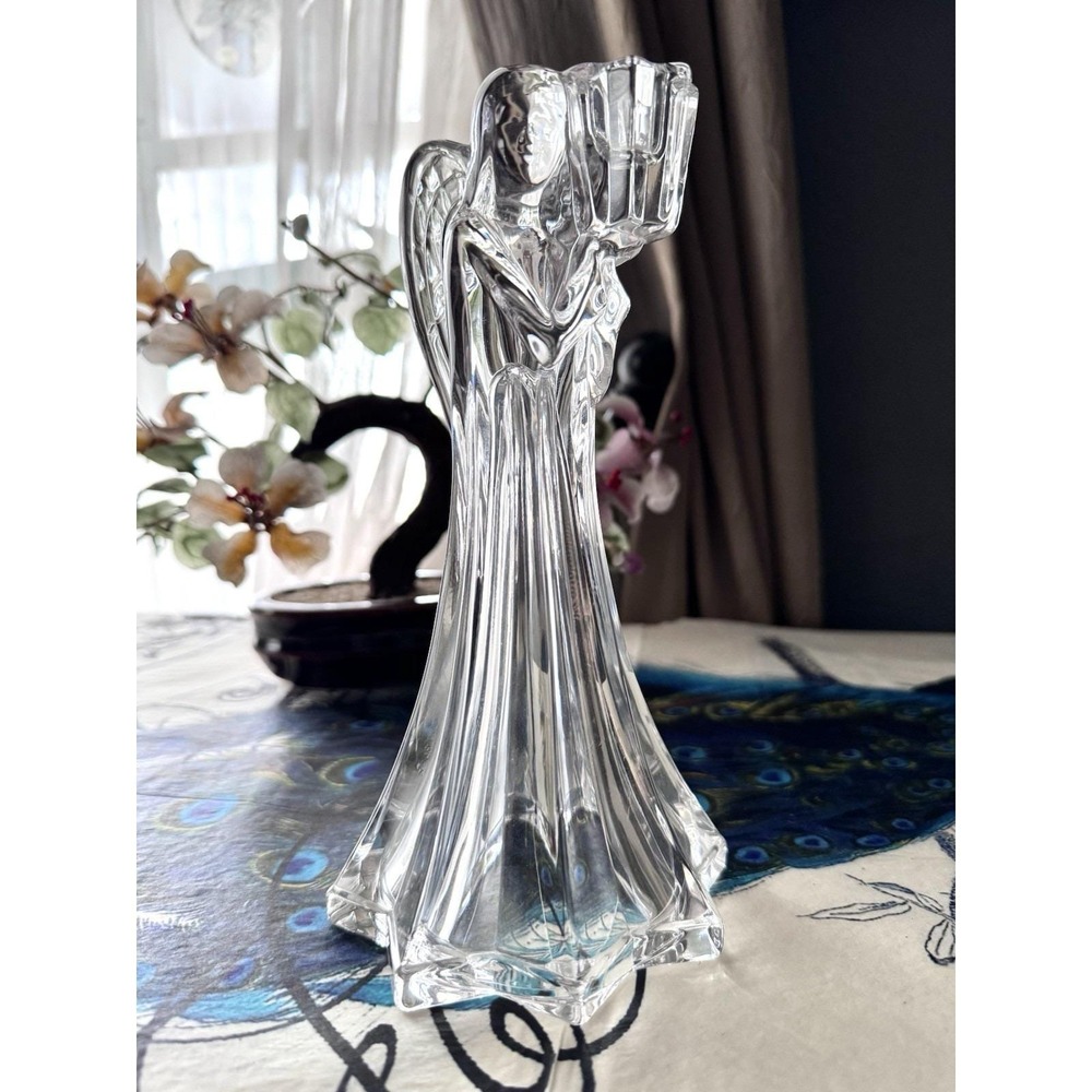 Mikasa Germany Crystal Angel Candle Holder w Sticker‎ 7.75"